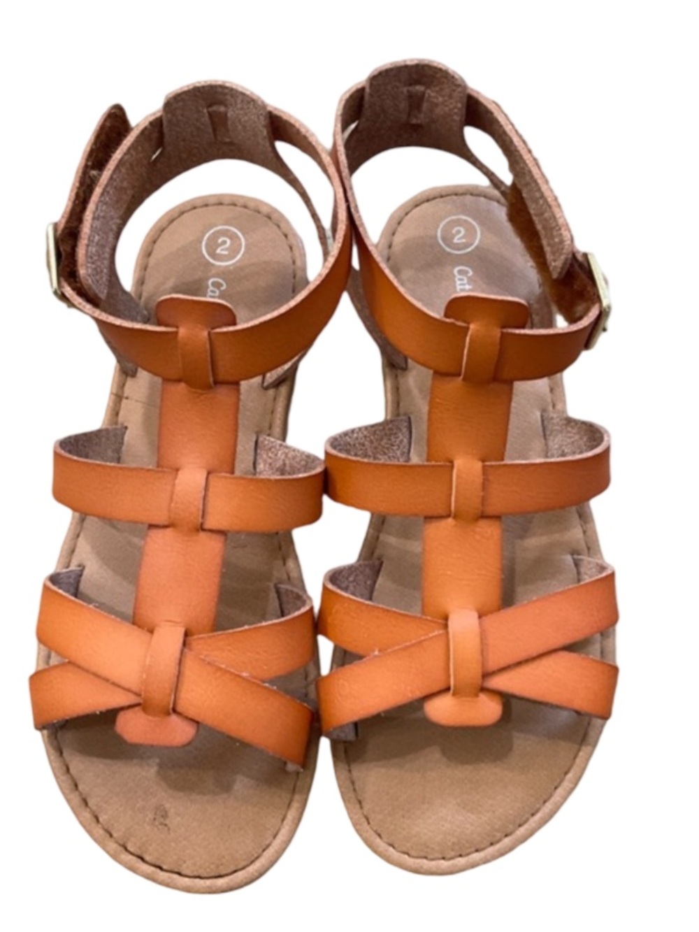 Cat & Jack Kids' brown Orange Sandals size 2 EUC